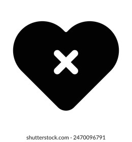 Simple Broken Heart glyph icon. The icon can be used for websites, print templates, presentation templates, illustrations, etc