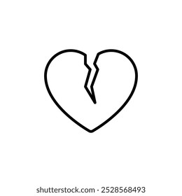 Simple broken heart symbol, representing heartbreak or sadness.