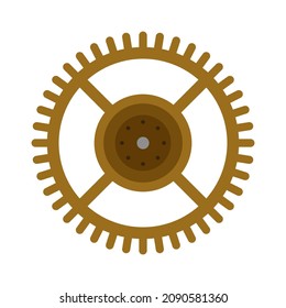 simple bronze clock gear. concept of time, clockwork, integration and productivity, workflow and implementation, development. simple gold design element efficient process and operation