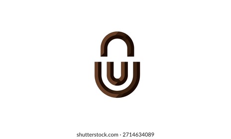 A simple brown abstract padlock-like shape, symmetrical against a white background