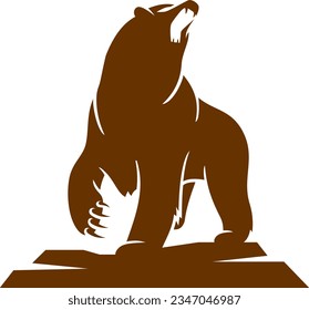 Simple Brown Bear BAdge Logo Design