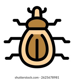 Simple brown and beige beetle icon, representing insects, wildlife, and nature