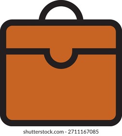 Icono de maletín marrón simple que representa negocios, equipos de oficina, trabajo y herramientas profesionales.