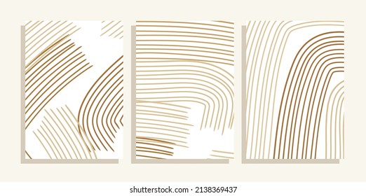 simple brown brush strokes vector cover background set