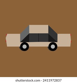 simple brown car with black glasses illustration 