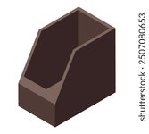 Simple brown cardboard box standing upright, isometric view
