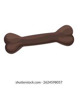 Simple brown cartoon dog bone lying horizontally isolated on a white background