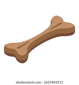 Simple brown cartoon dog bone toy is lying flat on a white background