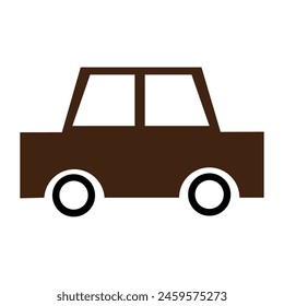 A simple brown cartoon representation of a car is centered against a plain white backdrop. The car features a basic design with no intricate details.