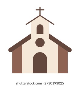 Simple iglesia marrón con cruz