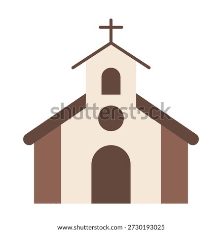 Simple brown church with cross