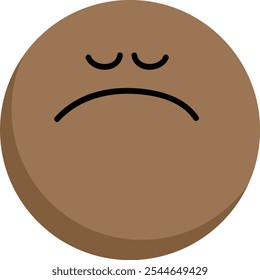  Simple Brown Circle Sad Face, Upset Emoticon, Flat Vector