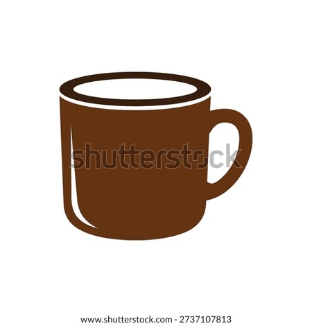 Simple brown coffee mug with handle and white interior