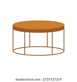 A simple brown coffee table with a round metal frame and wooden top, perfect for a modern living room or lounge. The table features a sturdy metal base with a circular design, supporting a wooden top in a warm brown color. The minimalist style makes it a great addition to any home decor, adding a touch of elegance and sophistication to the space.