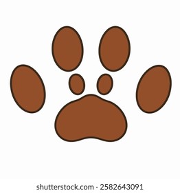 A simple brown dog paw print with a cute rounded style, great for pet care branding, animal shelters, and playful designs.