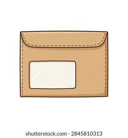 A simple brown envelope designed for sending mail with a transparent window to display recipient information.