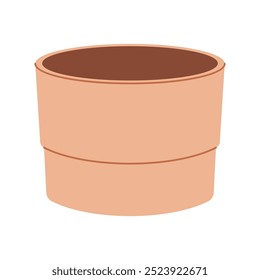 Simple brown flower pots vector, plant pots vector hand drawn vector illustration in lineal color style isolated on a white background