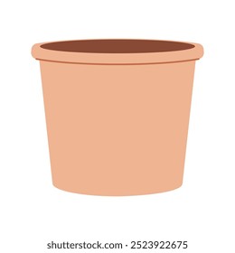 Vetor simples de vasos de flor marrom, vetor de vasos de planta ilustração de vetor desenhada à mão no estilo de cor linear isolado em um fundo branco