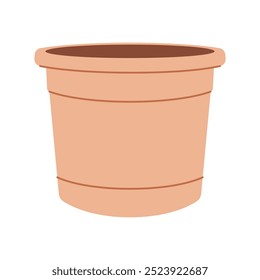 Simple brown flower pots vector, plant pots vector hand drawn vector illustration in lineal color style isolated on a white background