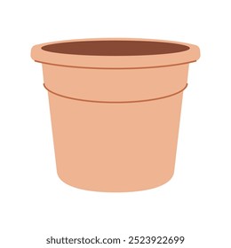 Simple brown flower pots vector, plant pots vector hand drawn vector illustration in lineal color style isolated on a white background