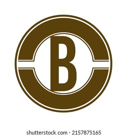 logotipo de diseño de la letra media redonda B de color marrón simple