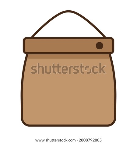 A simple brown leather purse with a strap and button on a white background