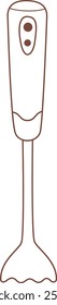 Simple brown line drawing of an immersion blender, isolated against a clean white background, symbolizing healthy eating habits and the joys of cooking at home