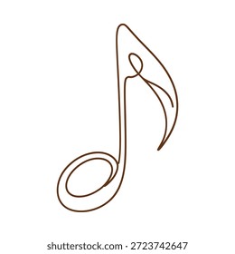 Simple brown line drawing of a single musical note icon