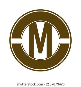 simple brown M letter half round design icon logo