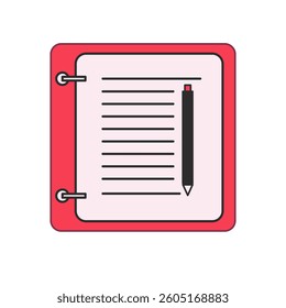 Simple brown notebook with black pencil vector. Great for business templates, study apps, or back-to-school graphics