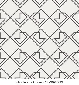 Simple Brown on Cream Line Geometric Islamic Sacred Art Seamless Repeat Vector Pattern