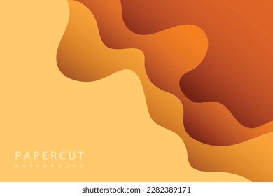 simple brown and orange curve paper cut abstract background