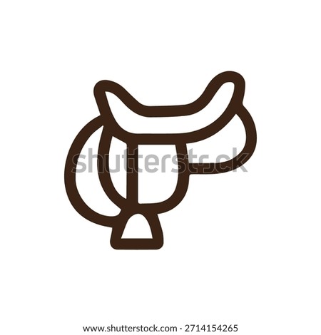 A simple brown outline icon depicting a classic equestrian saddle perfect for horse riding and western themed designs or apps.