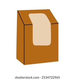Um design de saco de papel marrom simples com uma janela recortada para facilitar a visualização do conteúdo