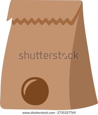 Simple brown paper bag with a folded top edge and a circular stamp mark