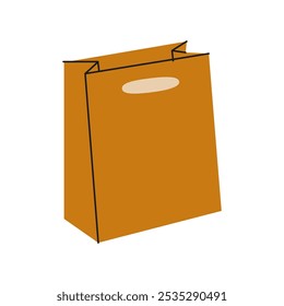 A simple brown paper bag with handles, often used for shopping or carrying goods