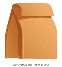 Simple brown paper bag is standing up with the top folded over