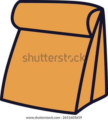 Simple Brown Paper Lunch Bag Illustration Vector Art