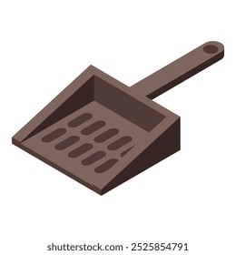 Simple brown plastic cat litter scoop for cleaning poop, isolated on white background