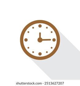 Simple brown round wall clock symbol vector