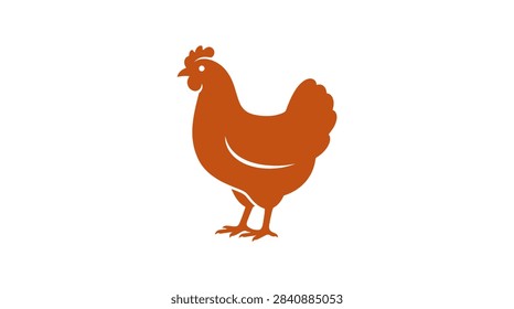 Simple brown silhouette of a hen, representing poultry, farm animals, and domestic fowl. Ideal for food, farming, and natural themes.