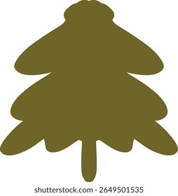 Silueta marrón simple de un árbol de pino	