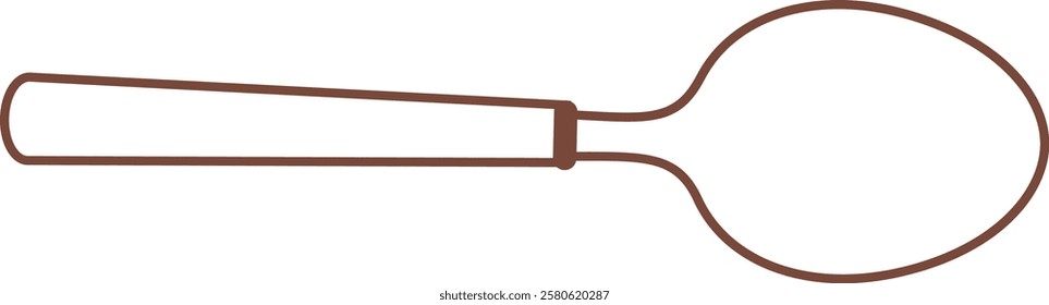 Simple brown spoon outline on a white background, representing eating utensils, kitchenware, and mealtime, suitable for various design purposes