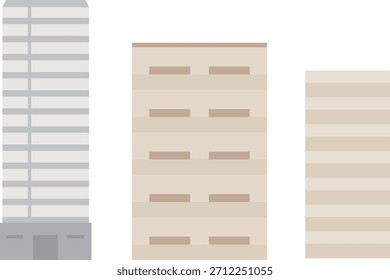 Simple Brown Three Building Apartment Complex Illustration
