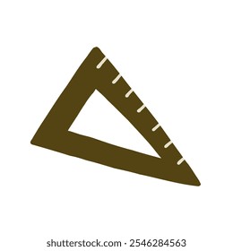 Simple brown triangle ruler illustration on a white background, perfect for educational, architectural, and design themes. Ideal for school supplies, geometry tools, and minimalist stationery concepts