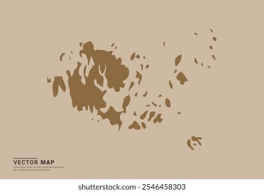 Simple brown vector map of Aland Islands with editable provincial borders on a sand color background. Ideal for educational, business, and design use.