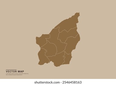 Mapa de vetor marrom simples de San Marino com bordas provinciais editáveis em um fundo de cor de areia. Ideal para uso educacional, empresarial e de design.