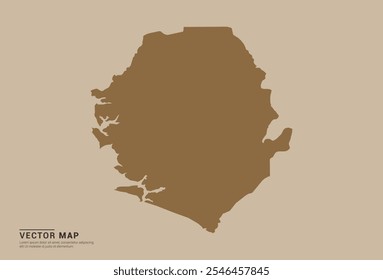 Simple brown vector map of Sierra Leone with editable provincial borders on a sand color background. Ideal for educational, business, and design use.