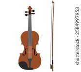 simple brown violin flat illustration