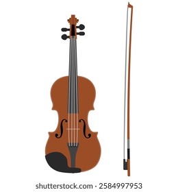 simple brown violin flat illustration